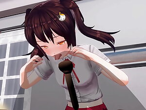 無修正アニメ　いもーとが初めてのフェラでオナサポASMR